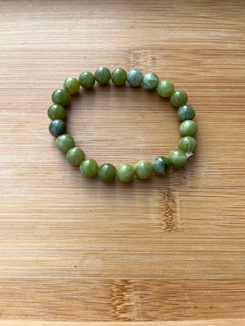 Green Beaded Stretch Bracelet - Natural Stone 6.5 inches handmade by Jayglam7 - Picture 3 of 10
